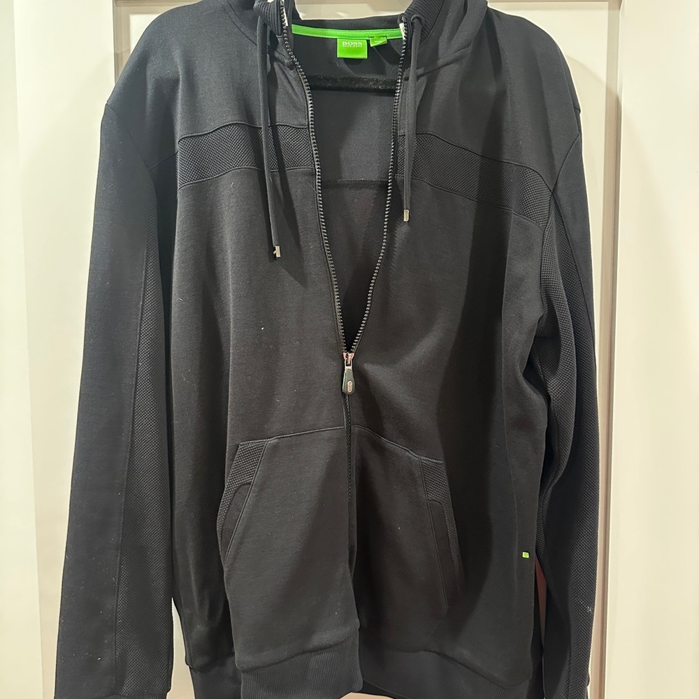 Hugo Boss Men's Black Zip-Up Sweater